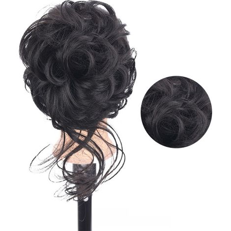 Chignon Bouclé Ondulé Portatif pour Femmes Filles, Extension Capillaire Marron Foncé, Pince Crabe pour Cheveux Naturels (1/5)