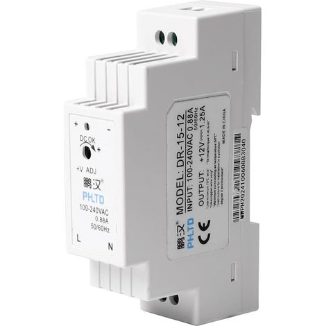 Transformateur d'alimentation Rail Din Alimentation modulaire montable pour automatisation industrielle Boîtes de distribution Instrumentation Transformateurs (12V 1.25 A DR-15-12) (1/5)
