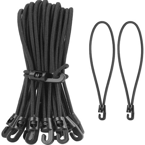Cuerdas Elásticas Con Gancho - 25 Cm - Resistencia 5 Kg - Para Tiendas De Campaña, Lonas Y Jardinería - 20 Unidades (1/5)