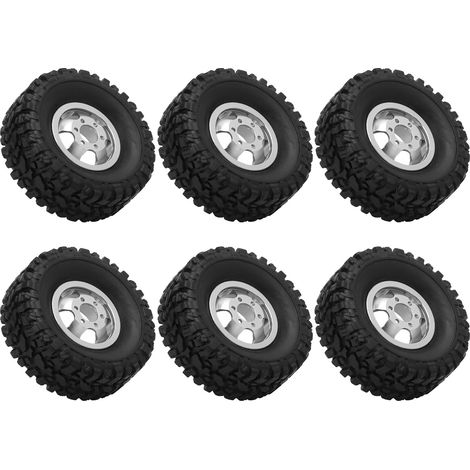 RC-Gummireifen mit Aluminiumfelgen für 4WD WPL-Fahrzeuge C14, C24, C34, C44, B14, B24, B16, B36 – Silber (1/5)