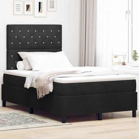 Cama Box Spring LED con colchón Negro 120 x 190 cm Terciopelo vidaXL (1/5)
