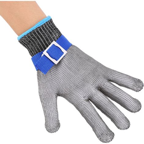 Gant de boucher en coton, résistant aux coupures et aux perforations, en maille métallique d'acier inoxydable. (1/5)