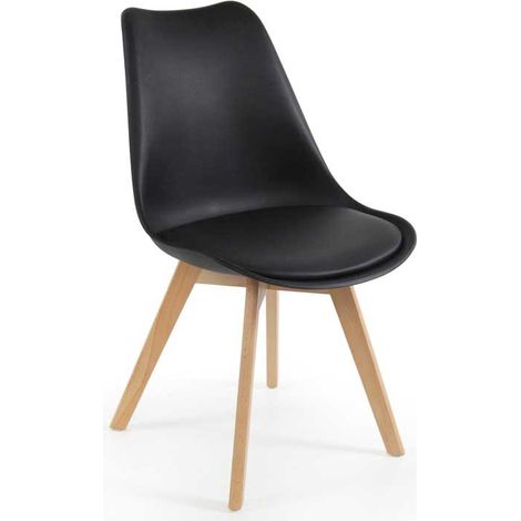 SEDIA IMBOTTITA STOCCOLMA CON GAMBE IN LEGNO 54X48X83 CM COLORE NERO (1/3)
