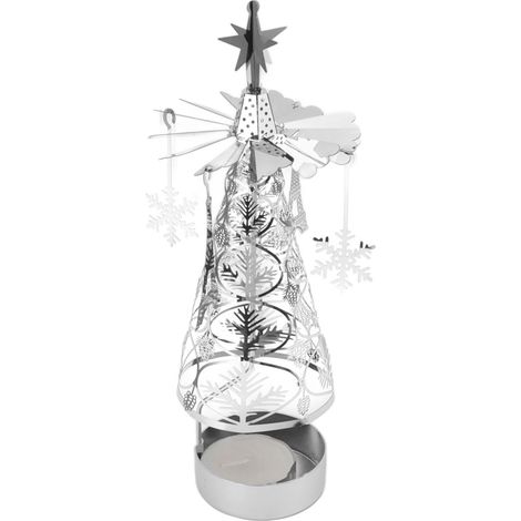 Bougeoir carrousel en acier inoxydable pour sapin de Noël, style 1 (1/4)