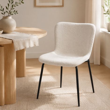 DESMIU Chaise de Salle à Manger Lot de 2 avec Dossier Rond Haut et Design Ergonomique, en Tissu et Métal, Blanc, 68 × 51 × 50 cm (1/4)