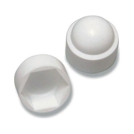 Cache Ecrou ou cache tête vis Tête hexagonale TH M12 Polyéthylène blanc Sur plat 19 - 250 pièces