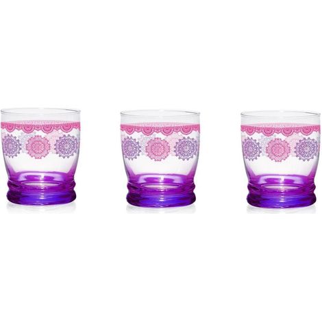 Set 3 Bicchieri da Tavola in Vetro Giove Persia Fucsia 340 cc (1/2)