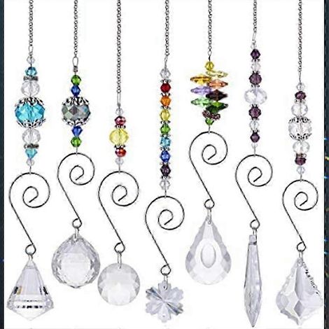 Boules de cristaux de chakra, prismes, ornement suspendu pour la décoration de jardin, réflexion claire de la lumière, idéal pour la décoration intérieure et le Feng Shui, pendentif en cristal 20 (1/4)