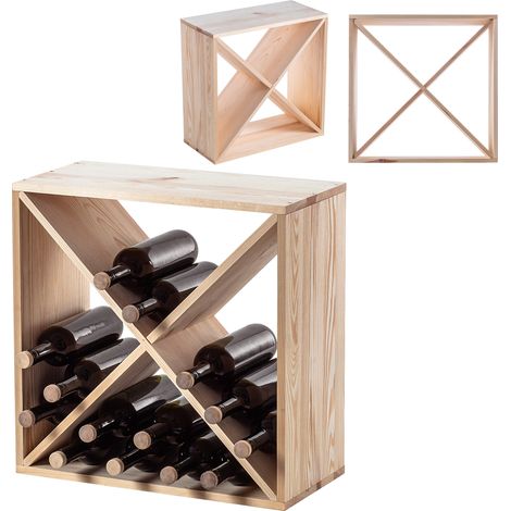 Portabottiglie in legno da 24 bottiglie, scaffale per liquori, regalo, 52 cm (1/5)