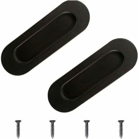 Schrankgriffe, 2er-Pack, schwarze Edelstahl-Einbaugriffe für Schiebetüren, oval, für Schubladenschränke