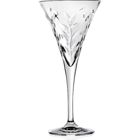 Set 6 Calici Acqua RCR modello Laurus in Vetro Cristallino trasparente Eco-Crystal 21 cl Bicchieri Eleganti Intagliati con Motivo Foglie di Alloro  Made in Italy (1/4)