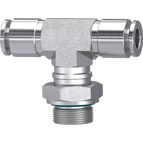 Riegler T-Steckverschraubung, drehbar, M5 a., Schlauch-Ø 4, ES 1.4404 (1/3)