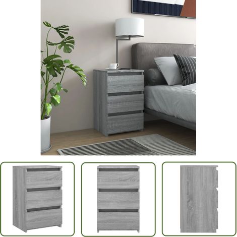 The Living Store Nachttisch Grau Sonoma 40x35x62,5 cm Holzwerkstoff - Nachttisch - Wohnzimmermöbel - Schlafzimmerschrank - Grau Sonoma - Holzwerkstoff (1/5)