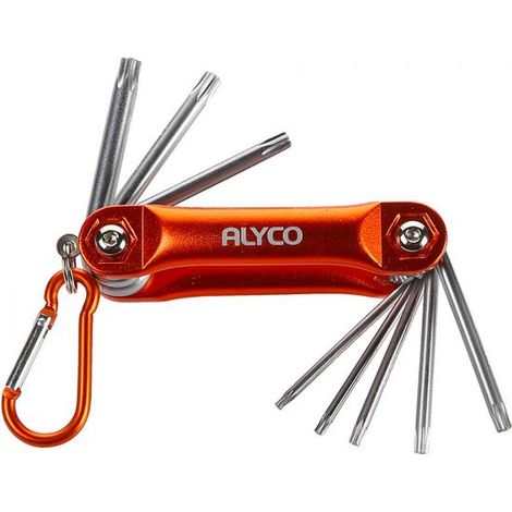 JEU DE 8 CLÉS TORX EN COUTEAU MÉTALLIQUE ALYCO ORANGE (1/4)