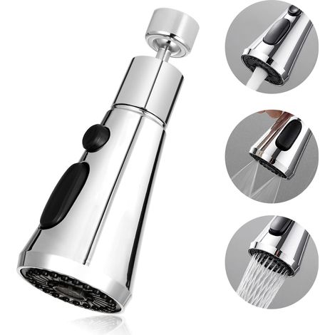 Douchette Evier Cuisine Robinet, 360° Rotatif Mousseur Robinet Cuisine, 3 Modes Embout Robinet Cuisine, Pour FM22 Robinet Douchette Cuisine Aérateur (1/5)