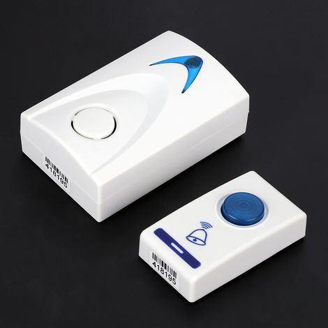 Sonnette Porte Musicale Sans Fil Set avec Récepteur et Transmitter Télécommande Distance 100m 32 Mélo Blanc Plastique (1/5)
