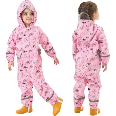 Raincoats Child, Rain Suit Poncho Raincoat Girls Coats Waterproof Hooded Raincoat One Piece Reusable Outdoor Rainwear (1/5)