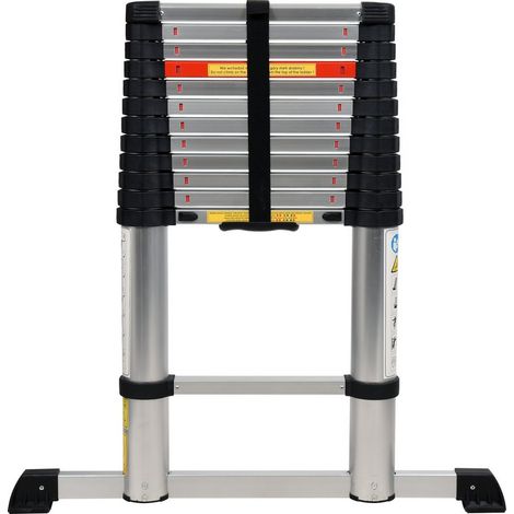 DRABINA ALLUMINIOWA TELESKOPOWA 3,8M 13 STOPNI - W-17701 (1/4)