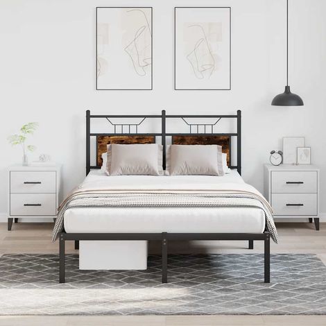 Estructura de cama sin colchón madera roble ahumado 120x200 cm (1/5)
