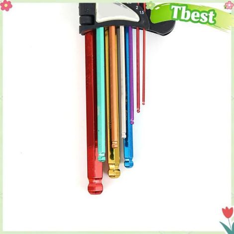 Tbest jeu de clés hexagonales 9 pièces clé hexagonale clé étoile extrémité sphérique en métal bras Long bricolage douille BH205-HL (1/4)