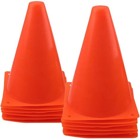 Traffic Cone - 7 Inch - Polyethylene Vinyl - Indoor Outdoor Sports Training Marker - Set Of 12 (1/5)