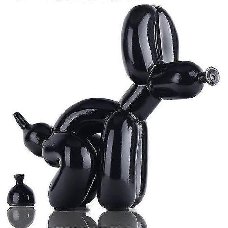 Statue de chien en ballon avec crotte de chien, sculpture animale en résine, décoration intérieure, artisanat en résine, décoration de bureau, sur pied