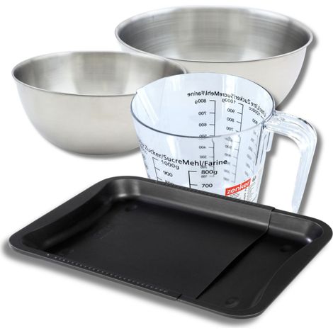 Set pâtisserie avec plaque de four extensible de 35-52 cm, 2 bols à mixer, verre mesureur et spatule Zenker (1/5)
