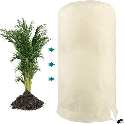 Housse de protection contre le froid pour plantes vertes, housse isolante et protectrice, housse antigel non tissée pour fruits et légumes, housse de protection pour plantes en pot, beige fermeture à (1/5)