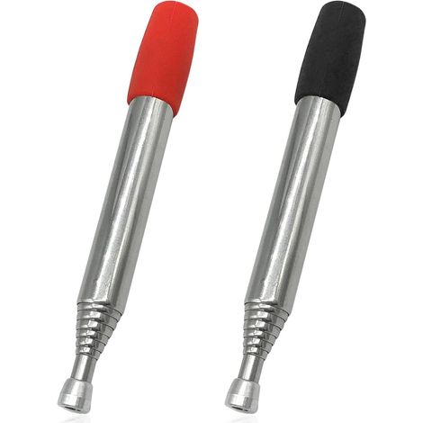 Lot de 2 Soufflet À Feu Acier Inoxydable Rétractable 50cm Plastique Noir Rouge Camping Extérieur (1/5)