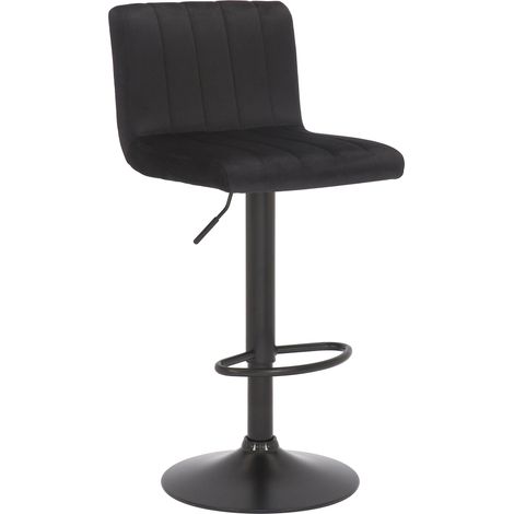 Sgabello da bar x1 sedile girevole regolabile in altezza cucito in velluto nero e metallo nero 100004998