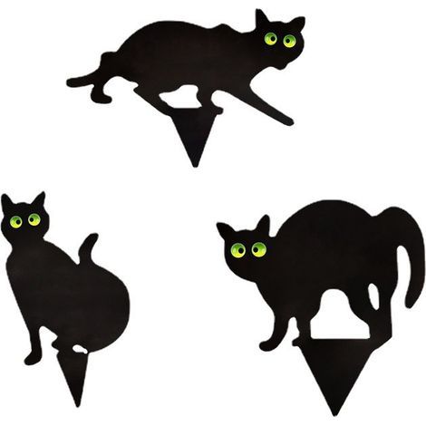 Garden Mile Lot de 3 Noir Revêtement Poudre métal Chat (Oiseau, Animal, Renard Humain Anti-PARASITES) Effrayant,25200.5cm (1/5)