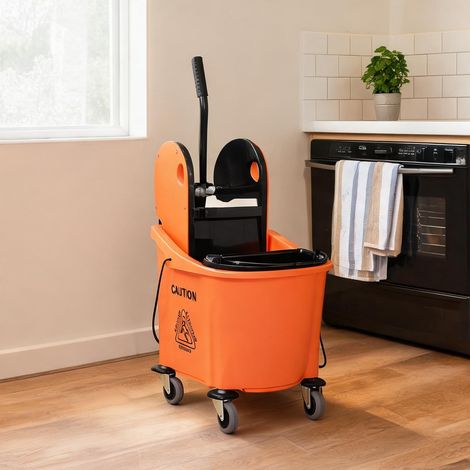 Chariot de nettoyage avec seau 36 L et essoreuse noir et orange (1/5)