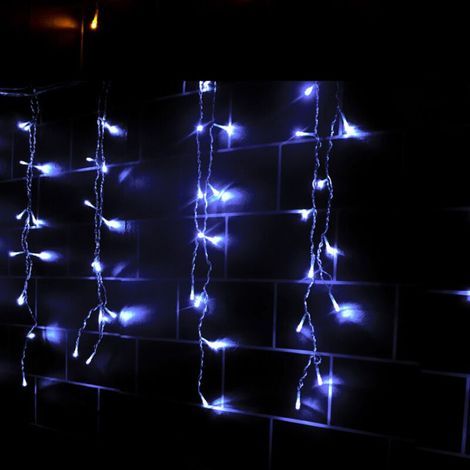 216 luci LED a forma di ghiacciolo natalizio, 5 metri, 8 modalità, tenda luminosa componibile, decorazione natalizia per esterni, matrimoni e feste (bianco) (1/5)