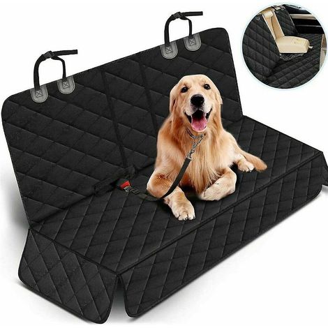 Housse de siège auto imperméable à bordure noire pour animaux de compagnie - Protection pour siège arrière de chien (1/4)