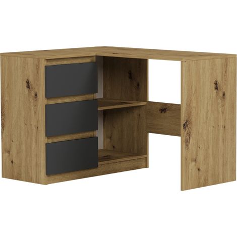 Eckschreibtisch links mit Schubladen Artisan Mix Anthrazit 112 x 87 cm Modern N4L