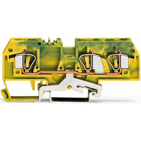 Connettore guida wago 282-687 3 morsetti 6 mm² verde giallo (1/3)