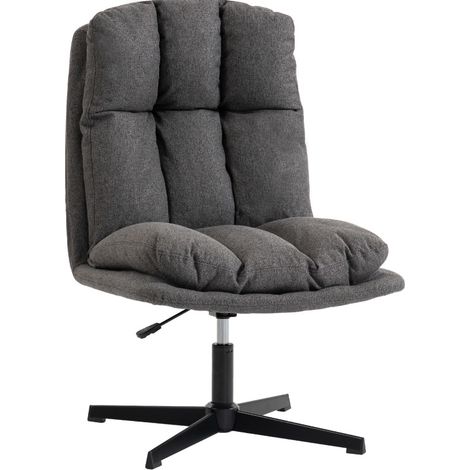 Drehbarer Lesesessel aus Leinenoptik-Stoff, Dunkelgrau, mit Metallgestell (1/4)