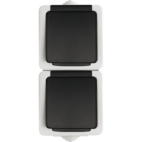 Enchufe doble hermético Tekno 2x2P+0 vertical con obturador de contacto 16A 250V gris IP54 25360 (1/2)