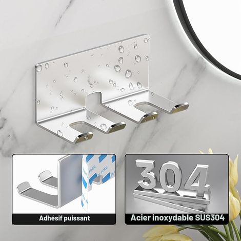 Wall Mounted Electric Toothbrush Holder, Toothbrush Holder for Bathroom Toothbrush Holder Sticker Toothbrush Head Holder (Silver, Small)