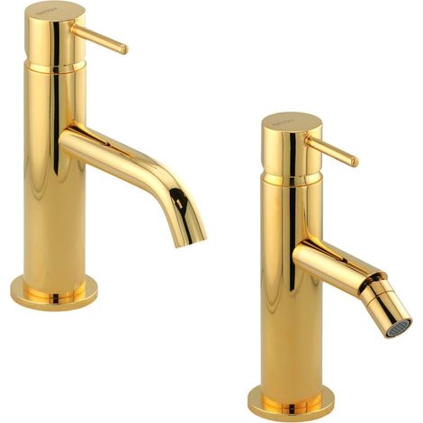 Set miscelatori lavabo e bidet in colore oro Gattoni Easy KITEASYDO1