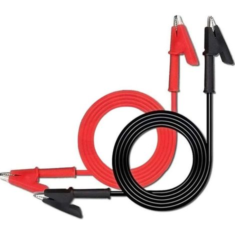 pinces crocodiles, cordons de test doubles avec pinces isolantes, câble de test électrique flexible en cuivre, 1 m (3,3 pi) (1/4)