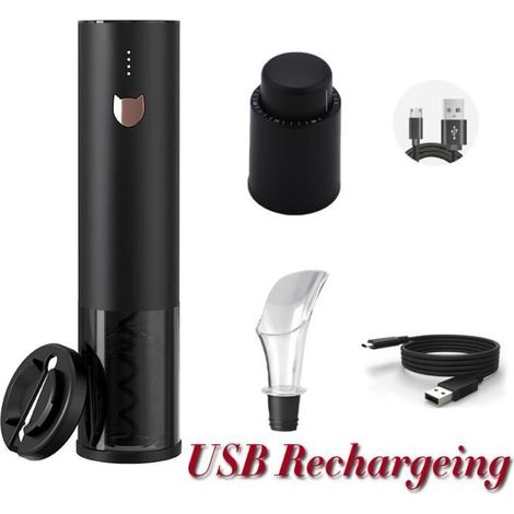 Tire-bouchon,Ouvre-bouteille électrique pour vin rouge, coupe-papier, ouvre-bouteille pour vin rouge, ouvre-bocal - Black Suit 1