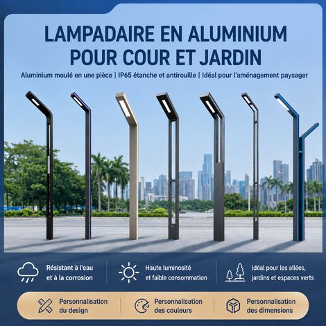 Lampadaire de jardin extérieur LED 3 m profilé aluminium forme 7 3 réf 7297 8 kg – Livraison gratuite (1/5)