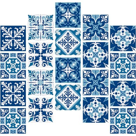 Autocollants Adhésifs pour Carrelage Pvc 10 Pièces Style Nordique Pose Facile, Viscosité, pour Salle de Bain et Bricolage, Ornement de Carreaux Maison (1/5)