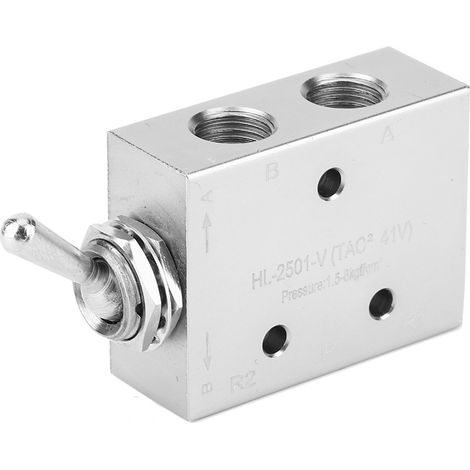 Interrupteur à bascule à 2 positions et 5 voies, à bouton pneumatique mécanique G1/8 po, 1,5 à 8 kgf/cm² (1/5)