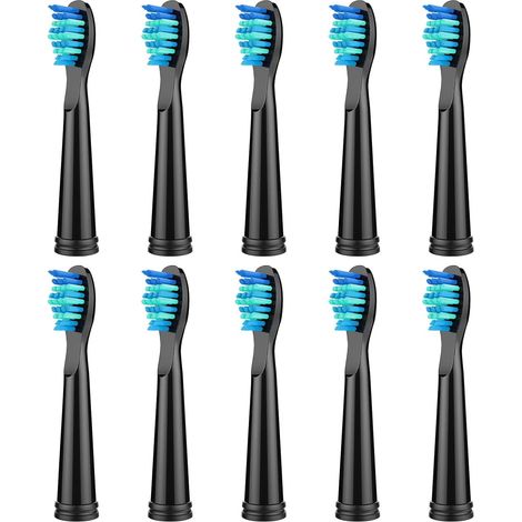 Brossettes de Rechange 10pc Compatible with D7/D8/FW507/FW508/FW551/FW2011/FW917/FW959/FW515/Seago SG E9 Brosse à Dents électrique Poils Souple Tete de Remplacements (10pc black) (1/5)