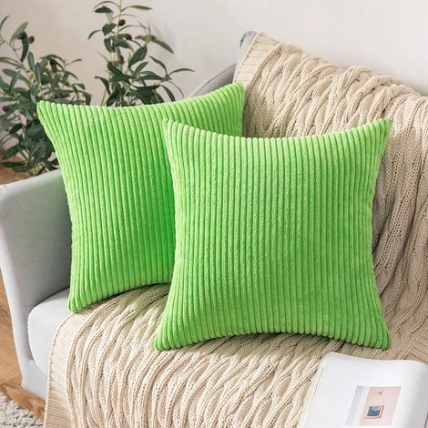 Lot de 2 Decorative Housse de Coussin en Velours Côtelé Canapé Taie d'oreiller Douce pour Maison Salon Chambre Lit Clic Clac 40x40 cm Fruit Vert (1/5)