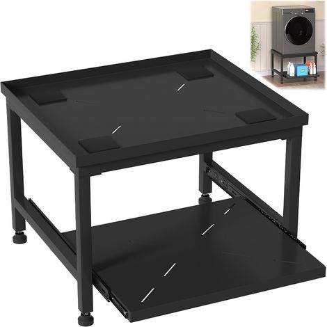 Jiubiaz Base per lavatrice con scaffale Supporti per lavatrice Nero 63x54x45.5cm