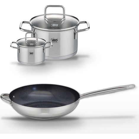 Lot Poêle céramique 32 cm & 2 Faitouts 12/20 cm Elo Profi Therm Platinum (1/5)