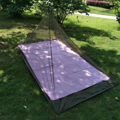 Moustiquaire Triangle - 220 x 120 x 100 cm - Pour Camping Loisirs Extérieur - Polyester - Vert Armée - 1 Pièce (1/4)